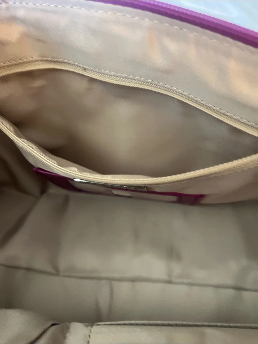Valerie Stevens Magenta Textured Shoulder Bag with Top Handles